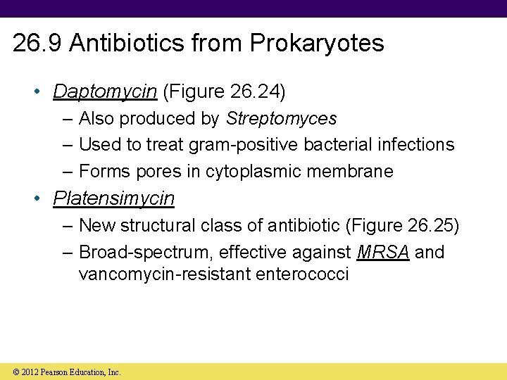 26. 9 Antibiotics from Prokaryotes • Daptomycin (Figure 26. 24) – Also produced by