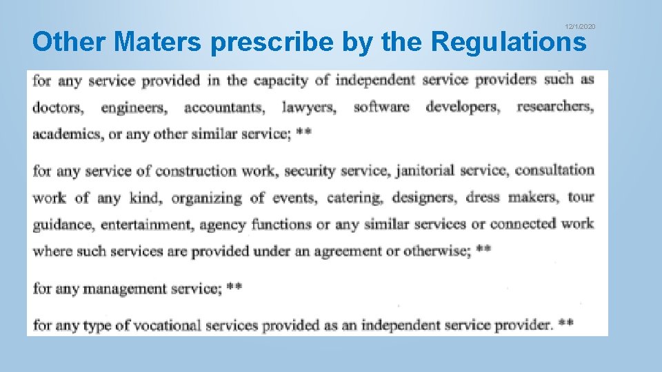 12/1/2020 Other Maters prescribe by the Regulations 