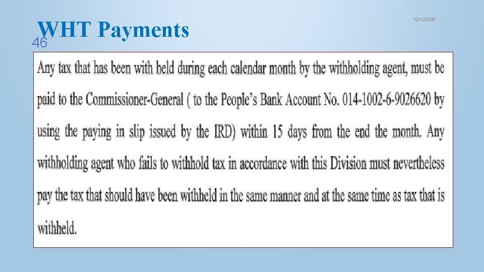 WHT Payments 46 12/1/2020 