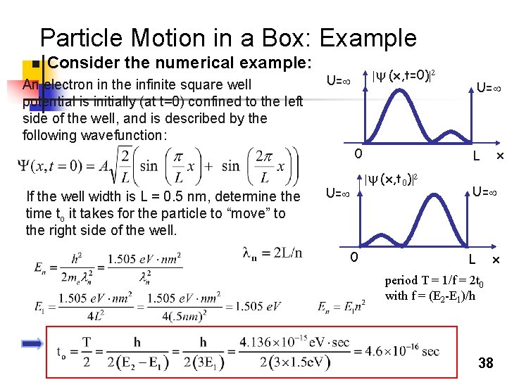 Particle Motion in a Box: Example n Consider the numerical example: An electron in Particle Motion in a Box: Example n Consider the numerical example: An electron in