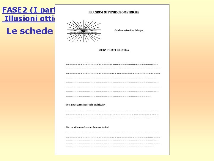 FASE 2 (I parte): Illusioni ottiche geometriche Le schede 