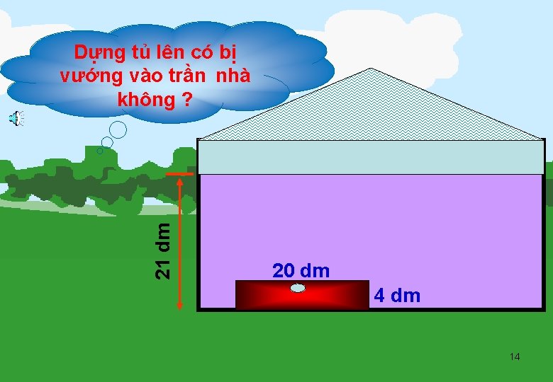 21 dm Dựng tủ lên có bị vướng vào trần nhà không ? 20