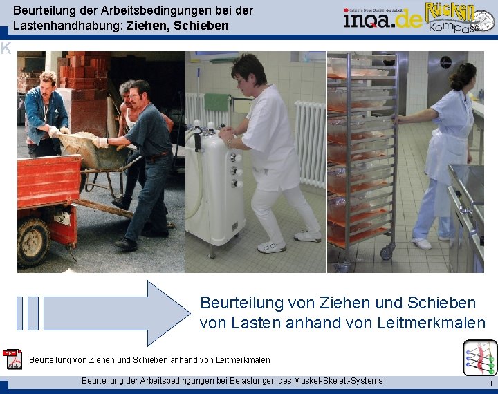 Beurteilung der Arbeitsbedingungen bei der Lastenhandhabung: Ziehen, Schieben K Beurteilung von Ziehen und Schieben