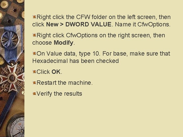 Right click the CFW folder on the left screen, then click New > DWORD