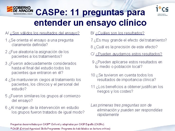 CASPe: 11 preguntas para entender un ensayo clínico A/ ¿Son válidos los resultados del