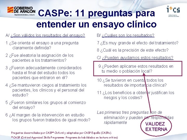 CASPe: 11 preguntas para entender un ensayo clínico A/ ¿Son válidos los resultados del