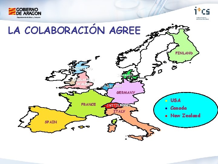 LA COLABORACIÓN AGREE FINLAND SCOTLAND ENGLAND & WALES DENMARK NETHERLANDS GERMANY FRANCE SWITZERLAND ITALY