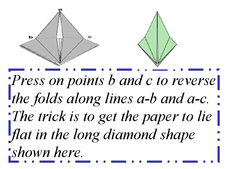 Press on points b and c to reverse the folds along lines a-b and