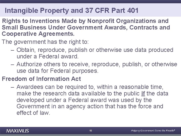 Intangible Property and 37 CFR Part 401 Rights to Inventions Made by Nonprofit Organizations