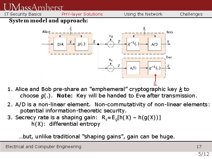 IT Security Basics PHY-layer Solutions Using the Network Challenges System model and approach: k