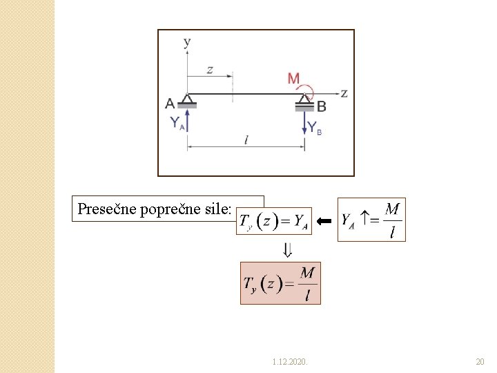 Presečne poprečne sile: 1. 12. 2020. 20 