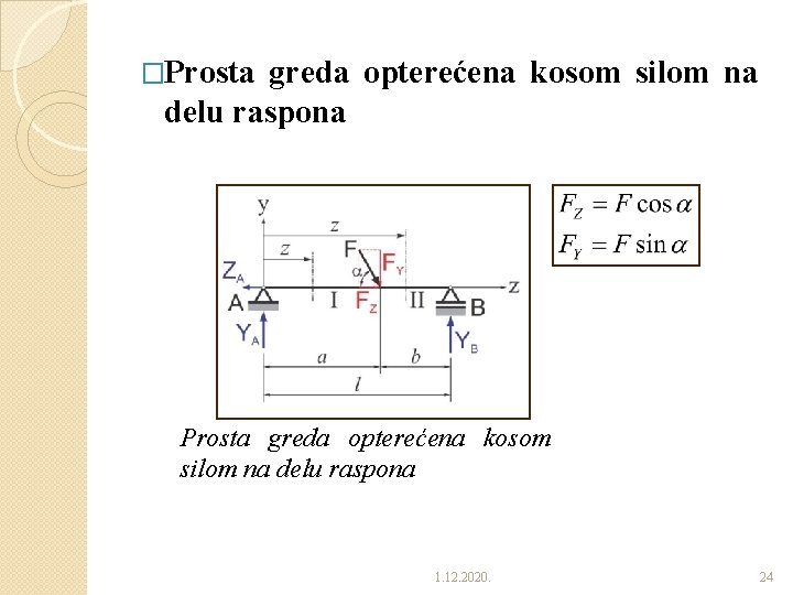 �Prosta greda opterećena kosom silom na delu raspona 1. 12. 2020. 24 