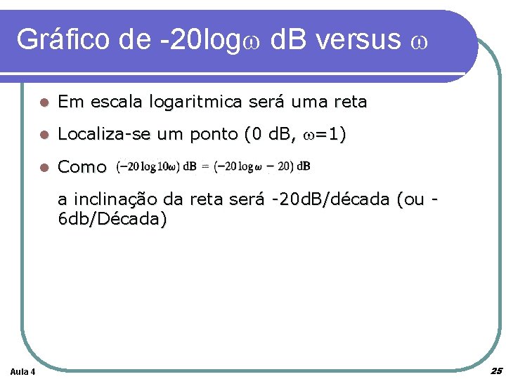 Gráfico de -20 logw d. B versus w l Em escala logaritmica será uma