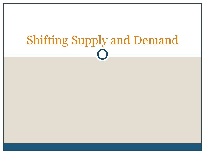 Shifting Supply and Demand 