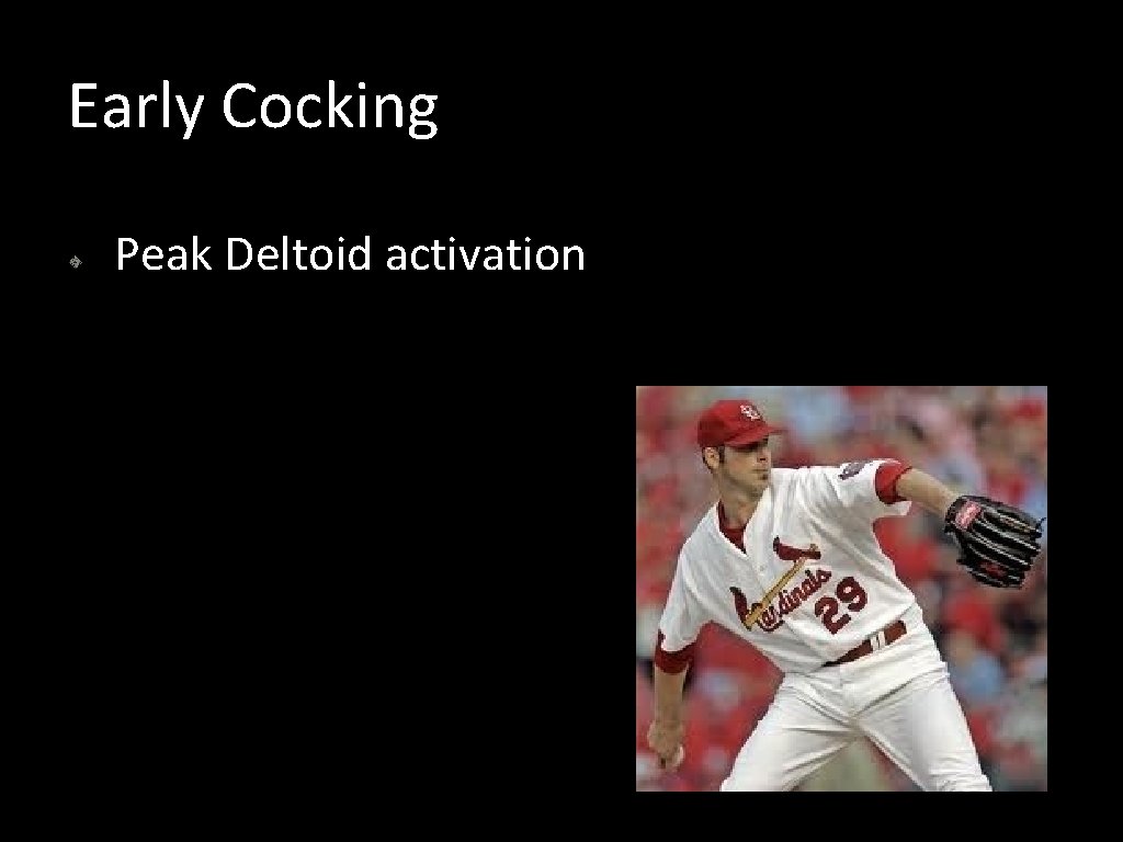 Early Cocking Peak Deltoid activation 
