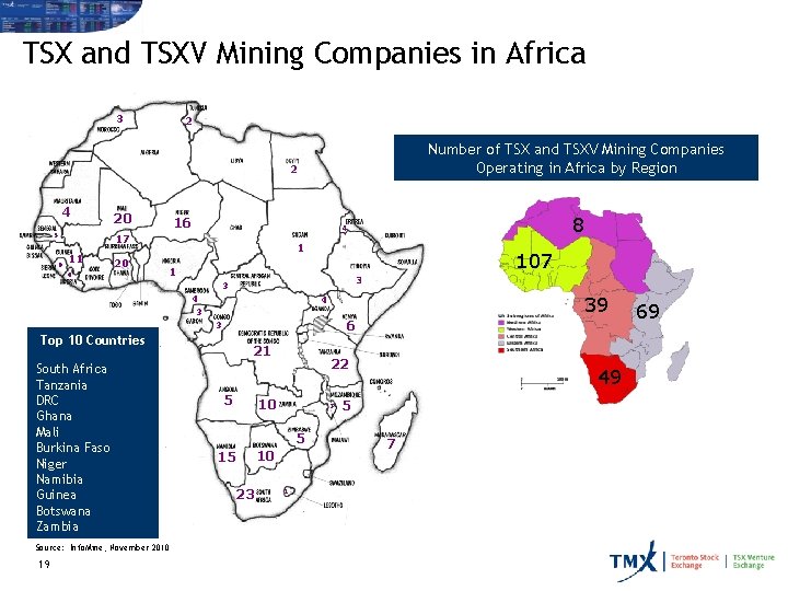 TSX and TSXV Mining Companies in Africa 3 2 Number of TSX and TSXV