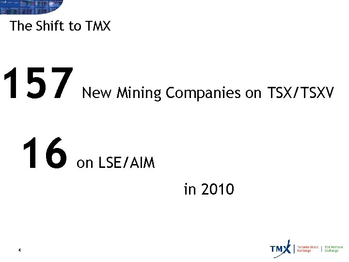 The Shift to TMX 157 16 New Mining Companies on TSX/TSXV on LSE/AIM in