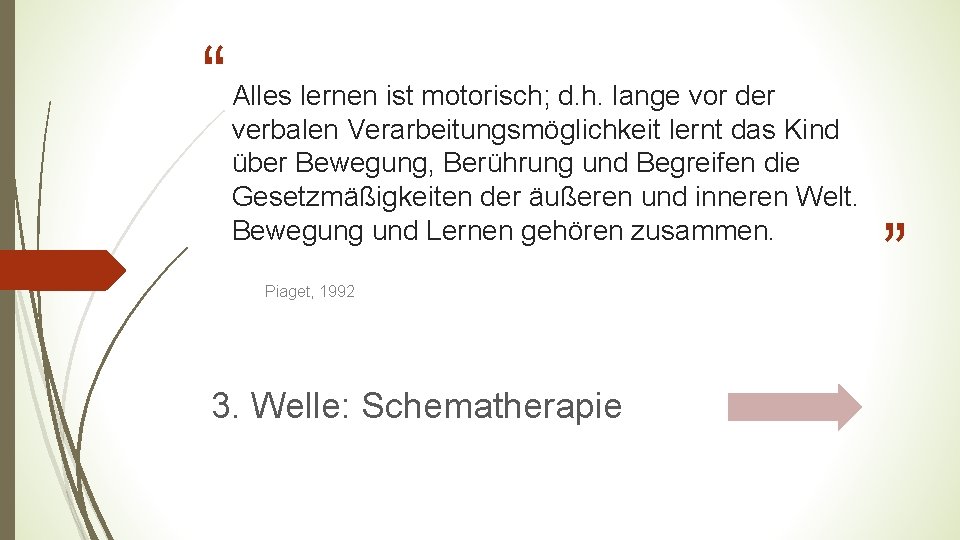 “ Alles lernen ist motorisch; d. h. lange vor der verbalen Verarbeitungsmöglichkeit lernt das