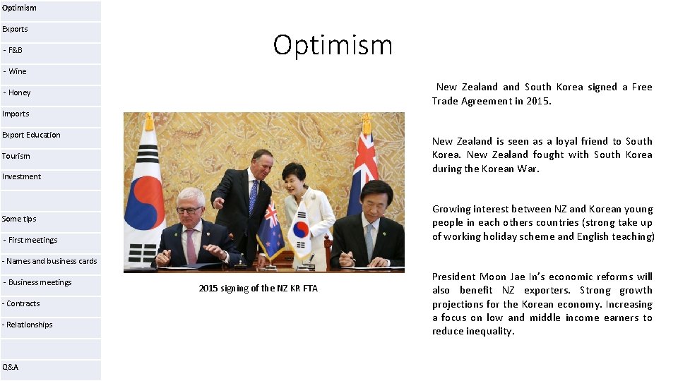 Optimism Exports - F&B Optimism - Wine New Zealand South Korea signed a Free Optimism Exports - F&B Optimism - Wine New Zealand South Korea signed a Free