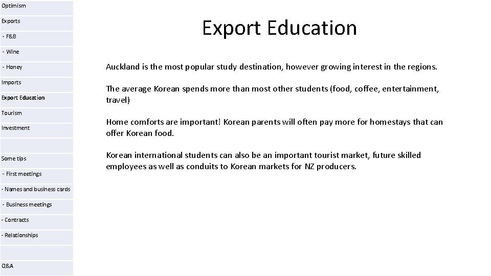 Optimism Exports - F&B Export Education - Wine - Honey Imports Export Education Tourism Optimism Exports - F&B Export Education - Wine - Honey Imports Export Education Tourism