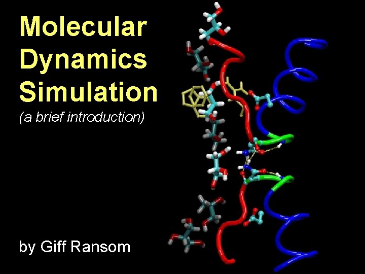 Molecular Dynamics Simulation (a brief introduction) by Giff Ransom 