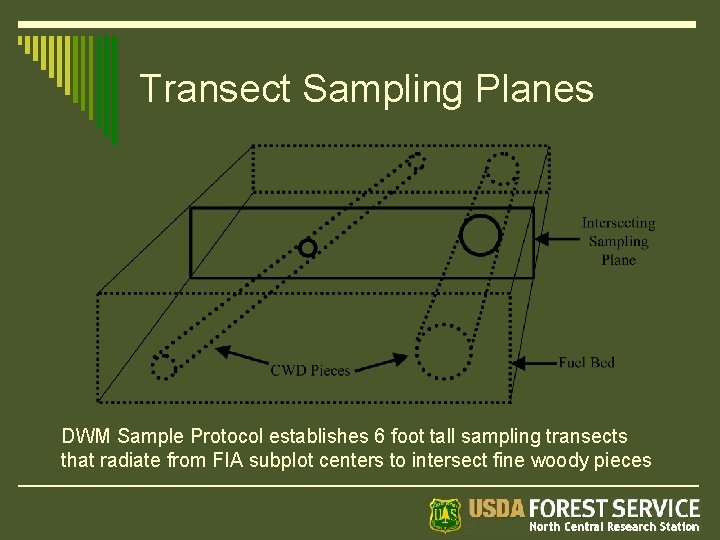 Transect Sampling Planes DWM Sample Protocol establishes 6 foot tall sampling transects that radiate