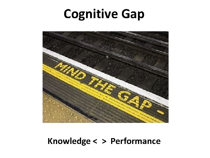 Cognitive Gap Knowledge < > Performance 