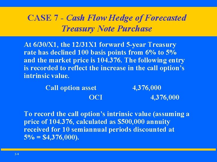 CASE 7 - Cash Flow Hedge of Forecasted Treasury Note Purchase At 6/30/X 1,