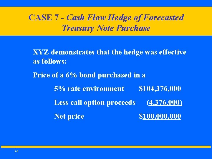 CASE 7 - Cash Flow Hedge of Forecasted Treasury Note Purchase XYZ demonstrates that