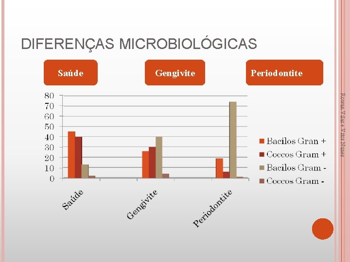 DIFERENÇAS MICROBIOLÓGICAS Saúde Gengivite Periodontite Rowan Vilar e Vitor Nunes 