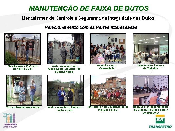 MANUTENÇÃO DE FAIXA DE DUTOS Mecanismos de Controle e Segurança da Integridade dos Dutos MANUTENÇÃO DE FAIXA DE DUTOS Mecanismos de Controle e Segurança da Integridade dos Dutos