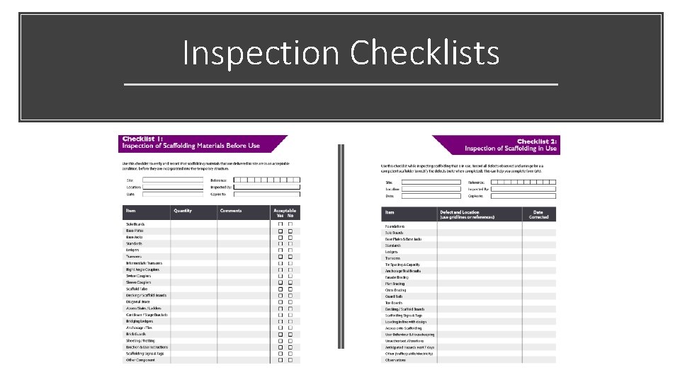 Inspection Checklists 