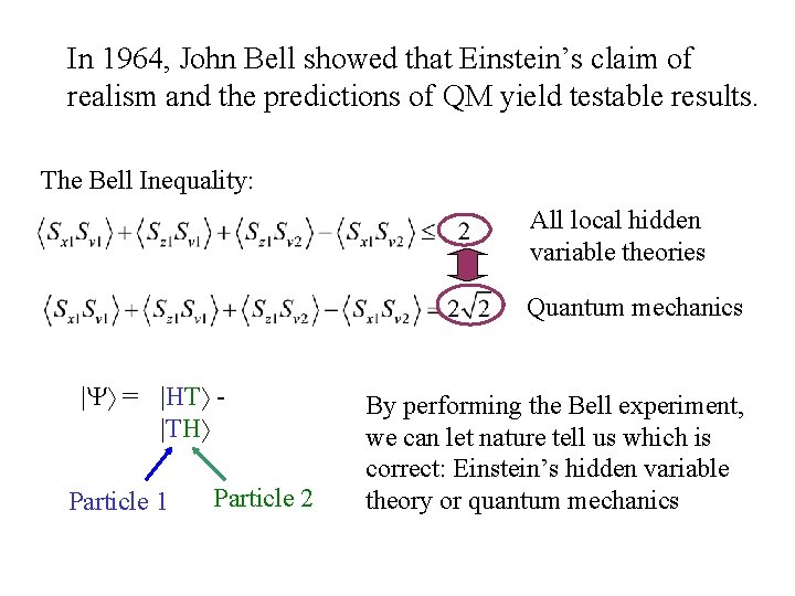 In 1964, John Bell showed that Einstein’s claim of realism and the predictions of