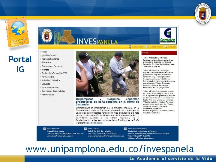Portal IG www. unipamplona. edu. co/invespanela 