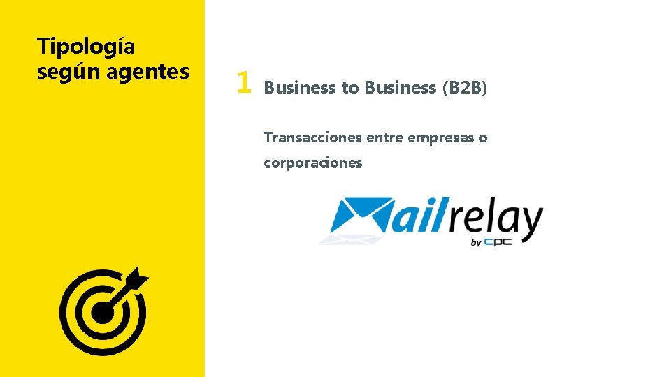 Tipología según agentes 1 Business to Business (B 2 B) Transacciones entre empresas o
