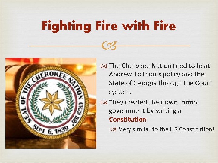 Fighting Fire with Fire The Cherokee Nation tried to beat Andrew Jackson’s policy and