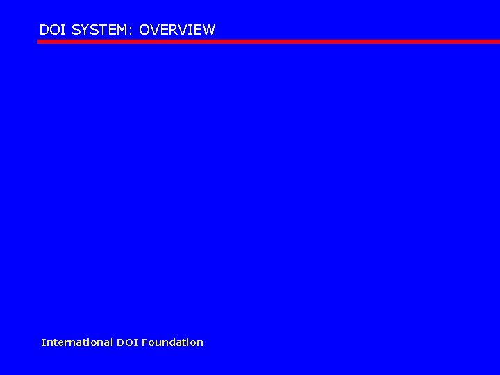 DOI SYSTEM: OVERVIEW International DOI Foundation 