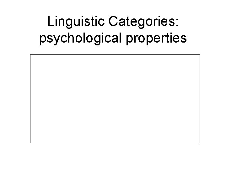 Linguistic Categories: psychological properties 