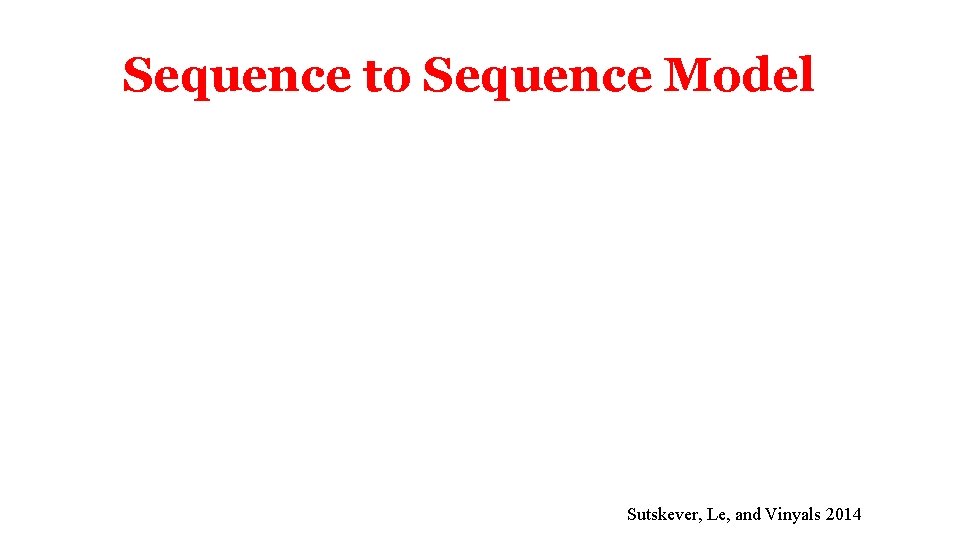 Sequence to Sequence Model Sutskever, Le, and Vinyals 2014 