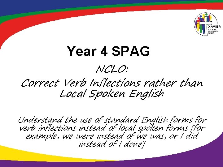 Year 4 SPAG NCLO: Correct Verb Inflections rather than Local Spoken English Understand the