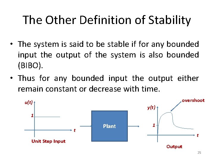 The Other Definition of Stability • The system is said to be stable if