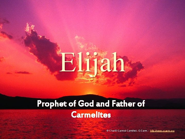 Elijah Prophet of God and Father of Carmelites © Charló-Carmel Camilleri, O. Carm. -
