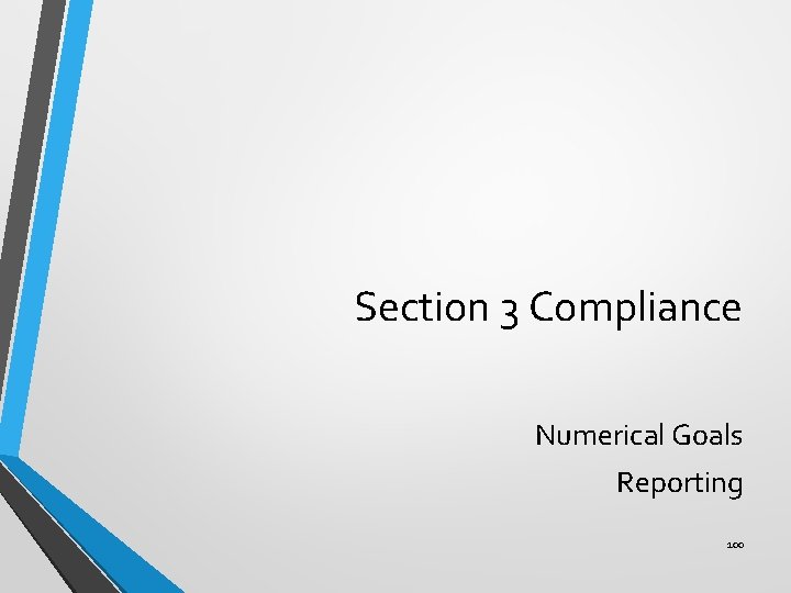 Section 3 Compliance Numerical Goals Reporting 100 