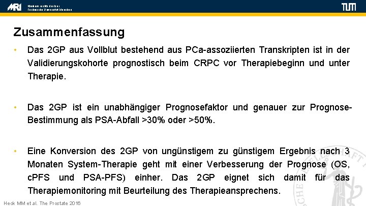 Klinikum rechts der Isar Technische Universität München Zusammenfassung • Das 2 GP aus Vollblut Klinikum rechts der Isar Technische Universität München Zusammenfassung • Das 2 GP aus Vollblut