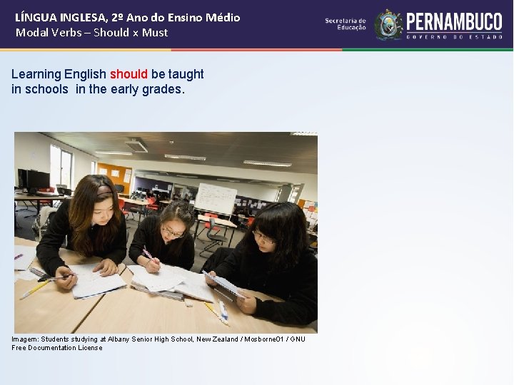 LÍNGUA INGLESA, 2º Ano do Ensino Médio Modal Verbs – Should x Must Learning