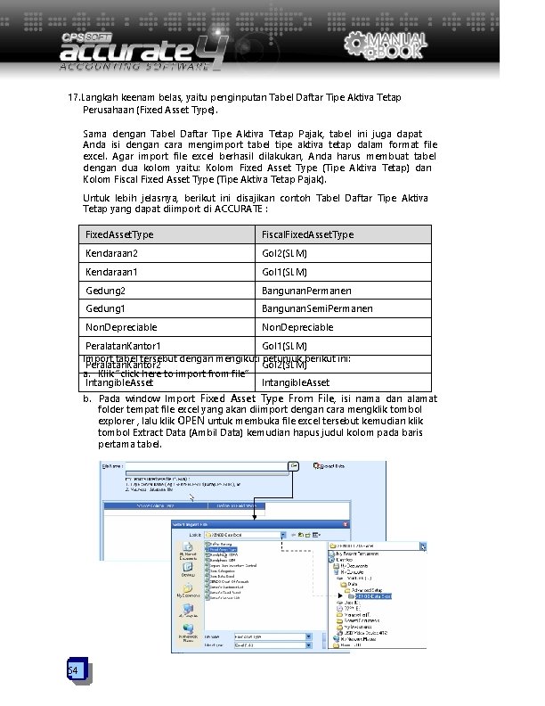 17. Langkah keenam belas, yaitu penginputan Tabel Daftar Tipe Aktiva Tetap Perusahaan (Fixed Asset