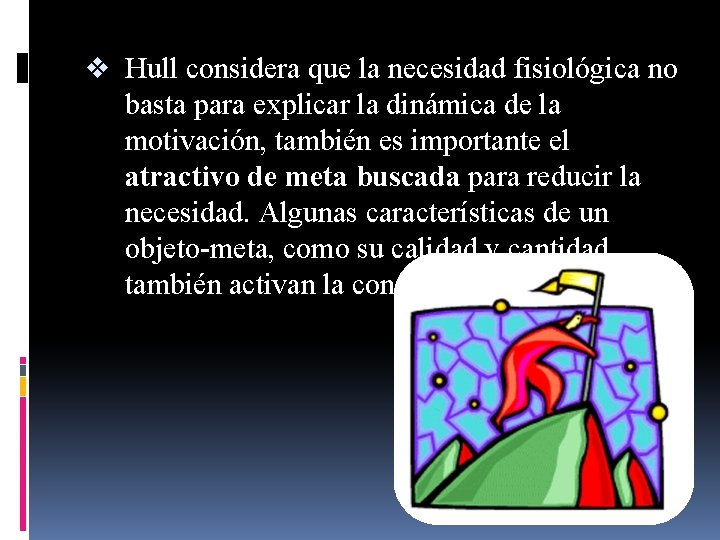 v Hull considera que la necesidad fisiológica no basta para explicar la dinámica de