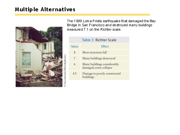 Multiple Alternatives The 1989 Loma Prieta earthquake that damaged the Bay Bridge in San