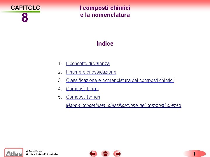 CAPITOLO I composti chimici e la nomenclatura 8 Indice 1. Il concetto di valenza