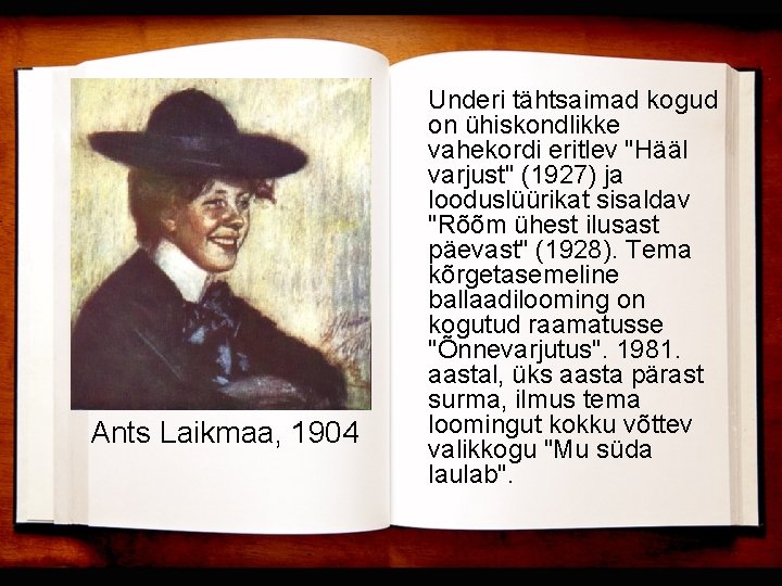 Ants Laikmaa, 1904 Underi tähtsaimad kogud on ühiskondlikke vahekordi eritlev "Hääl varjust" (1927) ja